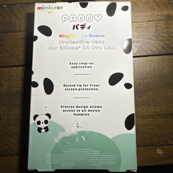 IPHONE 14 PRO MAX PROTECTIVE CASE PADDY THE PANDA COVERED IN BLING CRYSTALS NEW - Picture 4 of 4